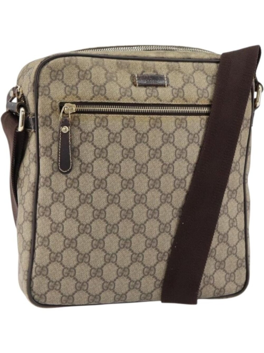 GUCCI GG Supreme Shoulder Bag PVC Beige Gold 201448